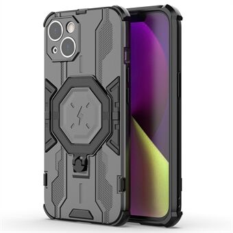 För iPhone 14 PC+TPU Telefonfodral Ringstativ Skyddande Skal