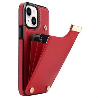 Telefonskal för iPhone 14 Slim-Fit Fodral TPU+PU Läder+Metallskal med Korthållare