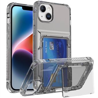 För iPhone 14 Telefonfodral Kortinnehavare PC+TPU Omslag Ultra Transparent