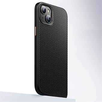 För iPhone 14 Magnetiskt Fodral PC + TPU Telefonfodral Karbonfiber Textur