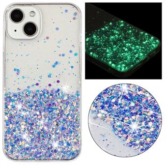 För iPhone 14 Mobilskal Anti-fall Epoxy TPU Glitter Sparkle Luminöst Telefonskal