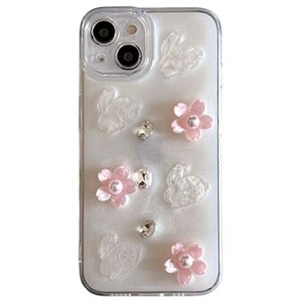 För iPhone 14 Skal 3D Blomma Kanin Dekoration Stötskydd TPU+PC Epoxy Mobilskal