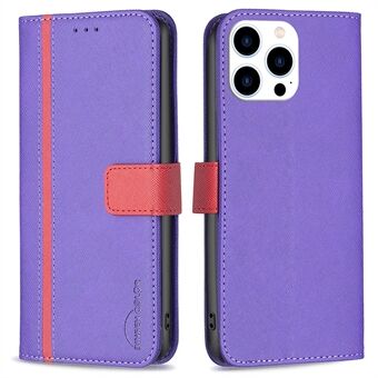 BINFEN COLOR BF Leather Series-9 för iPhone 14 Pro  All-inclusive Skydd Stil 13 Stand Funktion Cross Texture Splicing Telefonfodral PU-läderplånbok Inre TPU-skal