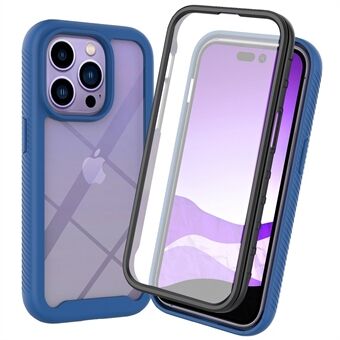 Heltäckande skyddstelefonfodral för iPhone 14 Pro , PC + TPU Hybrid-skal med PET-skärmskydd