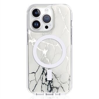 JAUCASE För iPhone 14 Pro Epoxy Crack Mönster Skal Spegelyta PC+TPU Telefonskydd Kompatibel med MagSafe