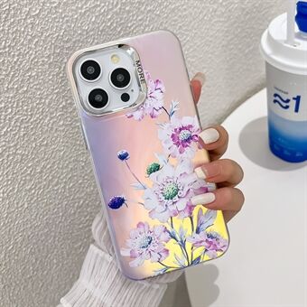 För iPhone 14 Pro Fodral Blommönster Elektropläterad Laser Textur Mobiltelefonfodral