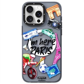 YOUNGKIT Jag Är Här Paris Serien För iPhone 14 Pro Magnetisk Fodral Söt Mönster Stöttålig PC+TPU Telefonskal