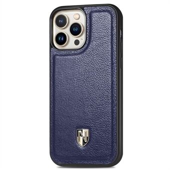 CASENEO Stötsäkert fodral för iPhone 14 Pro telefonfodral Äkta läder + PC Anti-Fall Skyddsskydd