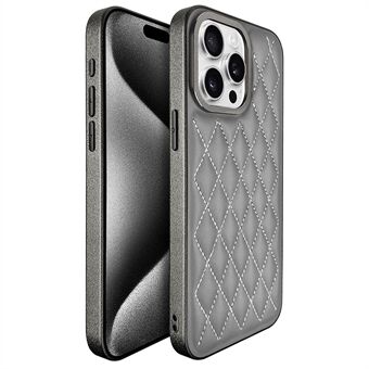 KST DESIGN För iPhone 14 Pro Fodral Läderbelagt PC+TPU Telefonfodral Med Sömnad Rhombus, Matt Interiör