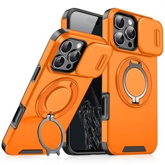 För iPhone 14 Pro Magnetiskt Fodral Glidande Linskåpa Ringstativ TPU+PC Telefonskal