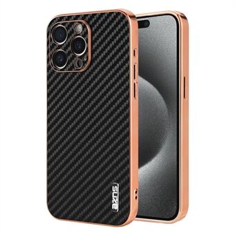 AZNS För iPhone 14 Pro Fodral Elektropläterad Kolfiberstruktur PU+TPU Telefontäcke