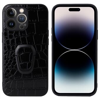 För iPhone 14 Pro Anti- Scratch PU Läder Stativfodral Hårt PC inre Mjuk TPU stötfångare Stötsäkert skyddande telefonfodral