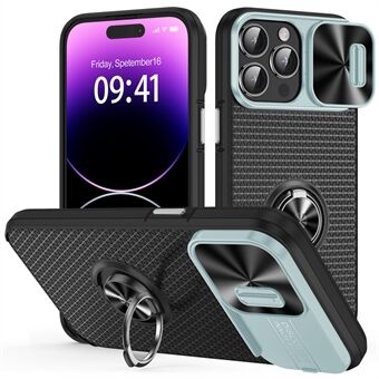 Bakskal till iPhone 14 Pro Ring Kickstand PC+TPU telefonfodral med skjutkamera linsskydd