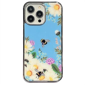 För iPhone 14 Pro Anti Scratch Blommönster IMD Cover PC+TPU Elektropleringskant Edge