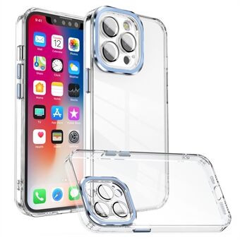 För iPhone 14 Pro Stötsäkert telefonfodral Transparent TPU+PC-fodral med glaslinsfilm