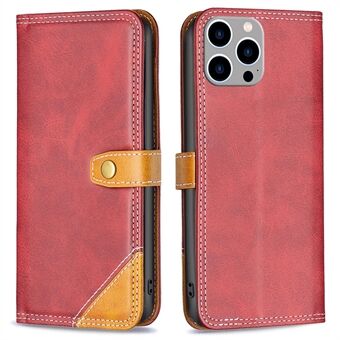 BINFEN COLOR BF Leather Series-8 för iPhone 14 Pro Max  Anti-fall Stötsäkert telefonfodral 12 stil dubbla sömmar Linjer Skarvning Läder Telefonfodral Korthållare Stand