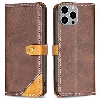 BINFEN COLOR BF Leather Series-8 för iPhone 14 Pro Max  Anti-fall Stötsäkert telefonfodral 12 stil dubbla sömmar Linjer Skarvning Läder Telefonfodral Korthållare Stand