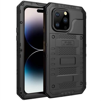 För iPhone 14 Pro Max Metall + Silikon Fallsäkert Stötsäkert fodral IP68 Vattentätt förseglat skal