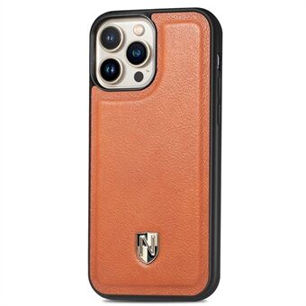 CASENEO För iPhone 14 Pro Max Stötsäkert telefonfodral Anti-fall skyddsfodral äkta läder + PC-telefonfodral