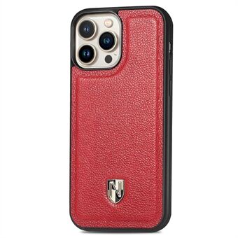 CASENEO För iPhone 14 Pro Max Stötsäkert telefonfodral Anti-fall skyddsfodral äkta läder + PC-telefonfodral