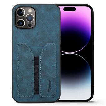 DENIOR För iPhone 14 Pro Max Elastisk korthållare PU Läderbeläggning Telefonfodral TPU + PC Hybrid Cover