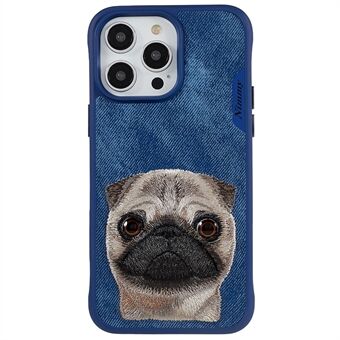 NIMMY Big Eyes Pet Series för iPhone 14 Pro Max Broderi Djurtelefonfodral PU Läder + PC + TPU Anti- Scratch Skyddsfodral