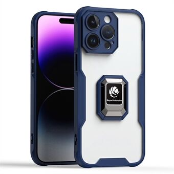 För iPhone 14 Pro Max Drop Protection Telefonfodral med TPU-ram och akrylbakskal inbyggd magnetisk metallplåt