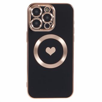 För iPhone 14 Pro Max TPU-fodral 6D elektroplätering love heart-cover kompatibel med MagSafe