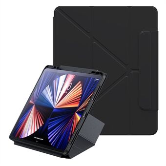 BASEUS för iPad Pro 11 (2018) / (2020) / (2021) / (2022) / Air (2020) / Air (2022) Safattach Y-Type Magnetiskt Ställ Fodral Trevikt Surfplattefodral i PU Läder - Mörkgrå