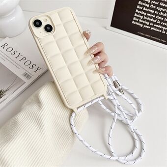 iPhone 15-fodral med stötskydd TPU Crossbody-telefonfodral med 3D-rutmönster.