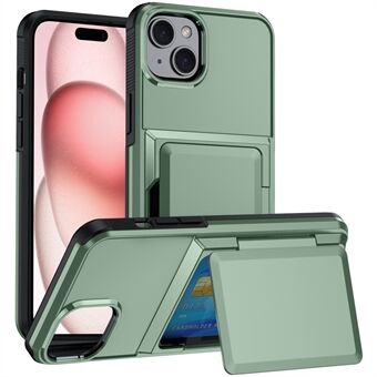 För iPhone 15 Skal Kortplats TPU+PC Ställbart Telefonfodral