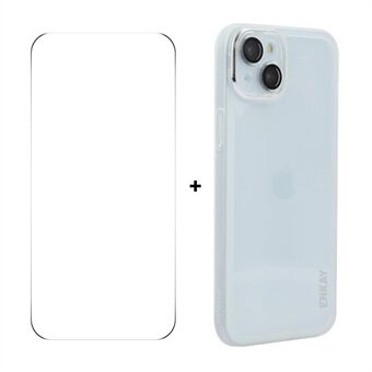 För iPhone 15 ENKAY HAT PRINCE Fodral Matt TPU Telefonfodral med Linsskydd + 9H Glasbeskyddare