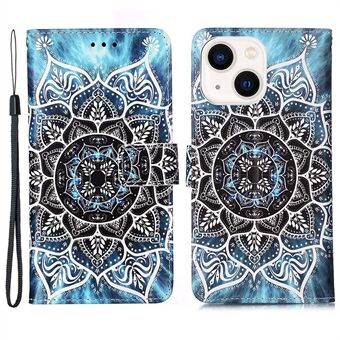 YB Mönsterutskrift läder serie-4 för iPhone 15 Plånboksfodral i PU-läder med ståfunktion