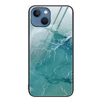 För iPhone 15 Marmormönstrad mobilskal av härdat glas+PC+TPU, skyddar mot repor.