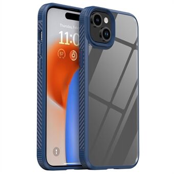 IPAKY För iPhone 15 Genomskinligt mobilskal i kolfiber med halkfri kant i TPU + PC-bakstycke.