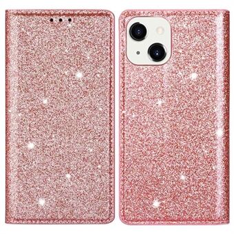 Glitter PU-läder Ställfodral för iPhone 15, Korthållare Antidroppphonskydd