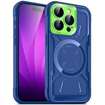 Magnetiskt skyddsfodral för iPhone 15 TPU + PC Dual-Layer Design Telefonfodral med kameraobjektivfilm