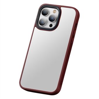 Skin-Touch Matt Mobilfodral för iPhone 15 Slim PC+TPU Telefonskydd Metall Objektivram Stöttåligt Fodral