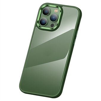 Kristallklart PC+TPU fodral för iPhone 15, stötsäkert smalt telefonfodral med metalllinsram.