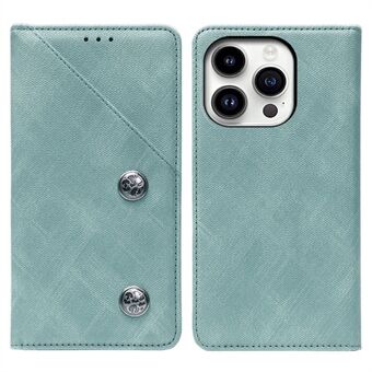 IDEWEI För iPhone 15 Retro Textur Mobiltelefonfodral PU-läderhölje Ställ med magnetiskt telefonfodral med kortplats