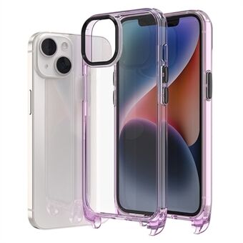 F7 för iPhone 15 Hög transparens Stötsäkert bakre skal Glansigt PC+TPU Telefonfodral med snörhål.