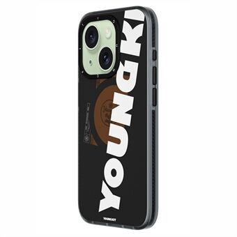 YOUNGKIT För iPhone 15 TPU IMD Telefonfodral Kompatibelt med MagSafe Metallobjektivram Tålig Telefonhölje