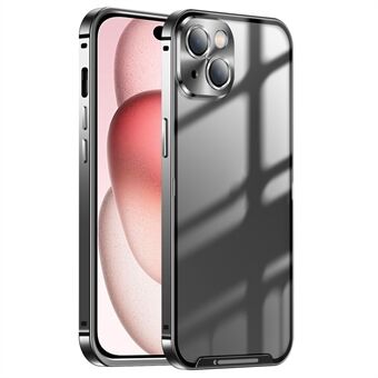 För iPhone 15 Matt Telefonfodral Stötsäkert Aluminium Ramfodral med Linskydd