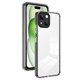 För iPhone 15-fodral TPU+PC genomskinlig baksida Linskydd Mobilskydd