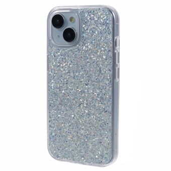 DFANS För iPhone 15 skal Slim-Fit Glitter PC+TPU Telefonskydd - Silver