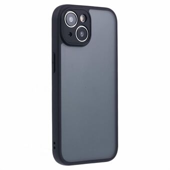 För iPhone 15-fodral Matte 2-i-1 TPU+PC Telefonfodral - Genomskinlig Svart