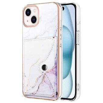 YB Läderbeläggnings Serie-9 för iPhone 15 fodral IMD-läder+TPU-kortplatser skyddande telefonfodral