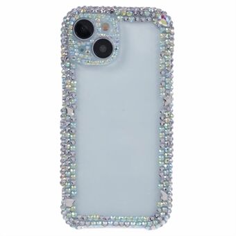 XY-serien för iPhone 15-fodral - Stötdämpande genomskinligt TPU-skal med dekoration av rhinestones.