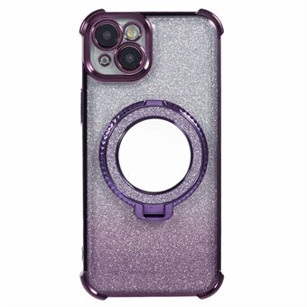 För iPhone 15 Plus Kickstand-skal Glitter TPU-telefonfodral med spegel