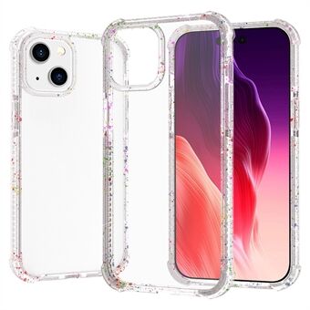 För iPhone 15 Plus Fodral Förstärkta Hörn TPU+TPE+Akryl Genomskinligt Telefonfodral